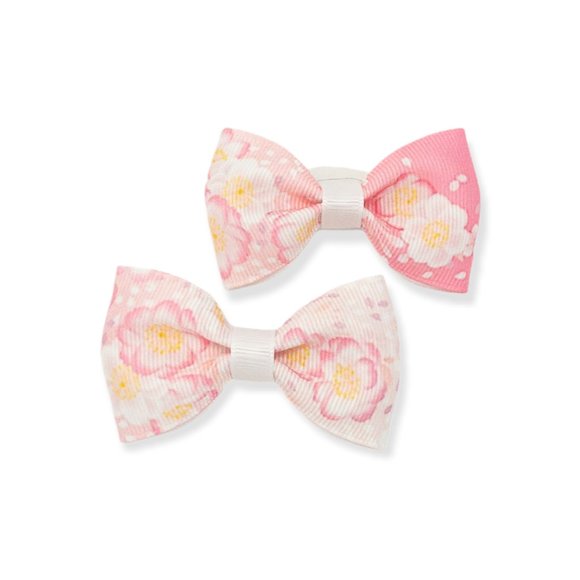 2PCs Handmade 2.5" Floral Print Hair Bows for girls or pets - Picture 4 of 15